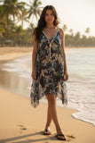 Rita Reversible Cover-Up Sheer Sundress in Lovely Lily Navy and White Print