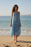 Rita Reversible Cover-Up Sundress in Oceanus Blue Luxury Print