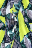 S144 Lemon Neon Tropics Bright Palm Print 