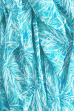 Palm Breeze Turq Blue Print Cropped Bell Kimono