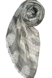 S15-S2-GREY S15-S2-BLK-Grey Striped Puff Print Sheer
