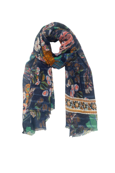 Enchanting Blooms Satin Print Oversized Coverup Sarong Wrap Scarf 2