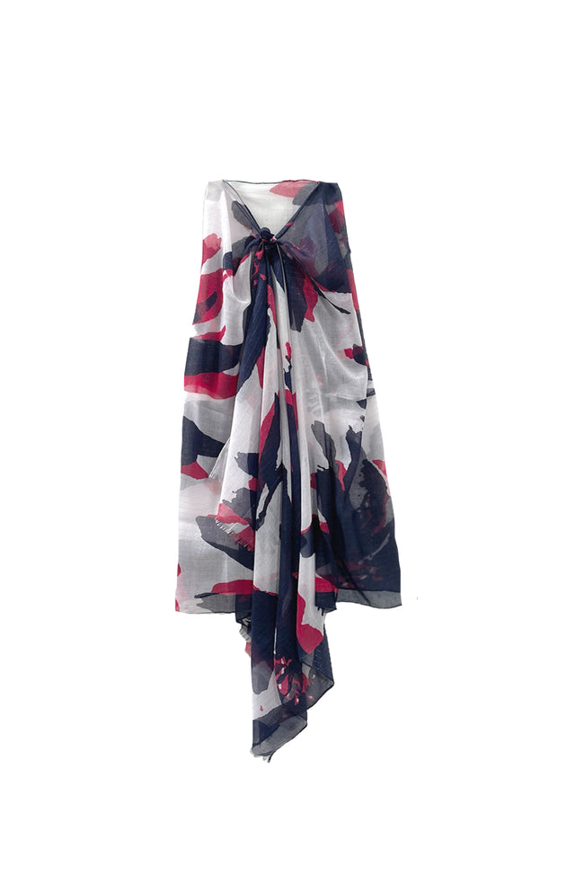 Spring Splendor Large Scale Print  with Metallic Threads Scarf Wrap Sarong
