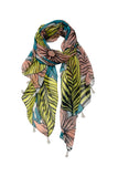 S206 Multi Wear Sarong Scarf Wrap in Botanic Bright Pop | Lime-Green Color 3
