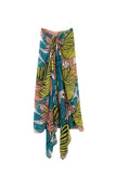 S206 Multi Wear Sarong Scarf Wrap in Botanic Bright Pop | Lime-Green Color Sarong
