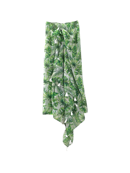 Multi Wear Sarong Wrap Coverup in Leafy Delight Green
