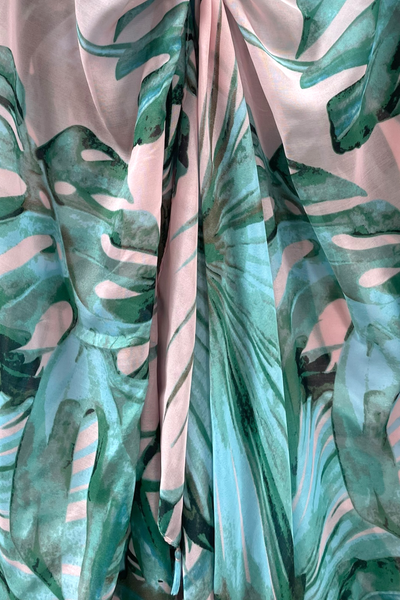 S279 Tropical Pink and Green Long Beach Print