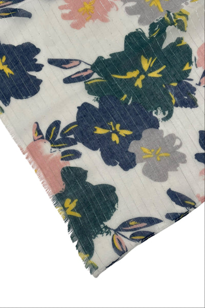 S280 Sundry Floral Blue, PInk and White Print swatch