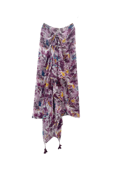Tropical Splash Print Sheer Wrap Sarong Scarf