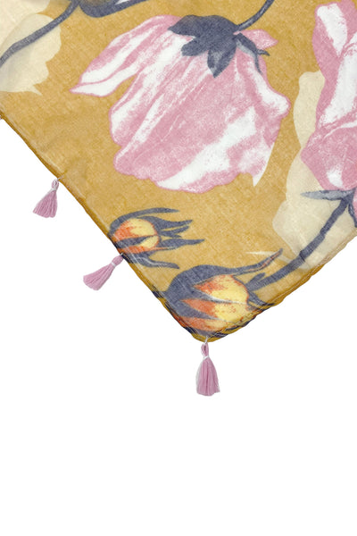 Golden Goddess Big Floral Print Scarf Wrap Sarong