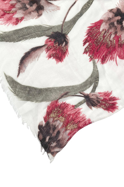 Summer Romance Metallic Accent Large Scale Flower Wrap Scarf Sarong