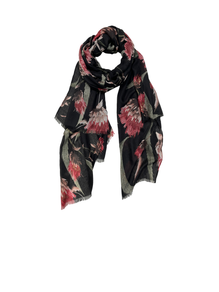 Summer Romance Metallic Accent Large Scale Flower Wrap Scarf Sarong