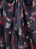 Farrah Kaftan Coverup Maxi Dress in Black Night Flowers Sheer Print