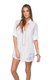 Boyfriend White Cotton Shirt in Limited Supply Embroidery Colors Sale