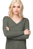 Adalyn Double Layer V Neck Sweater Cotton Cashmere Soft Blend