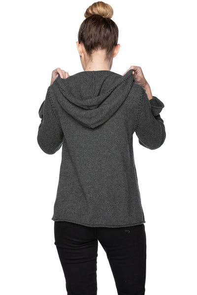 100% Cashmere Bella Hoodie with contrast stitching