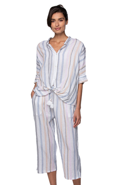 Crop Beach Pant in Cotton Shirting