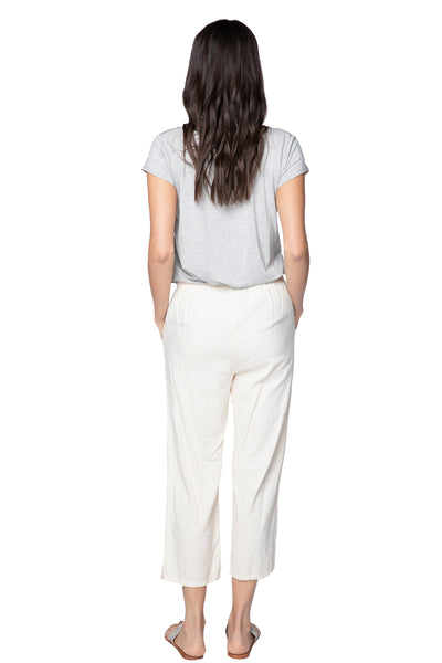 Linen Blend Crop Drawstring Tassel Beach Pants