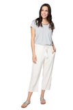 Linen Blend Crop Drawstring Tassel Beach Pants