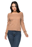 100% Cashmere Slub Knit Texture - Bella Crew/Off Shoulder Sweater