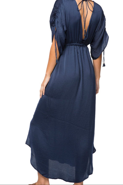 SLDVDPY_SLDVDPY__DD_La Bohème Satin Empire-Waist Kaftan Navy Blue Print Dress 4