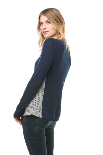 100% Cashmere Side Panel Crewneck Sweater