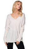 100% Cashmere Reversible Easy V-Neck Sweater - Neutrals