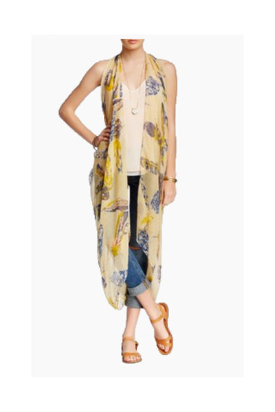 Free Spirit Multi-Wear Coverup Vest Dress in Scattered Feathers Print