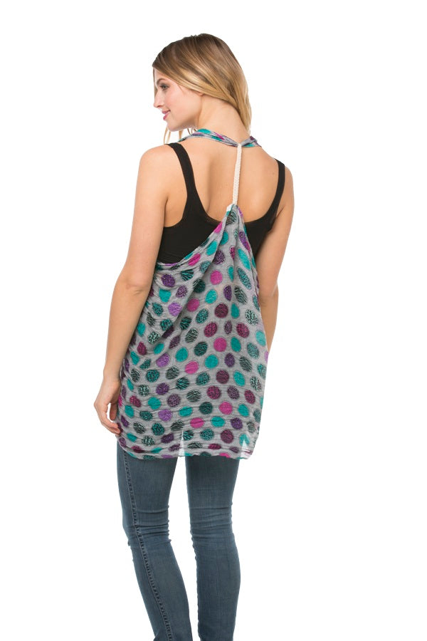 Free Spirit Multi-Wear Coverup Vest Dress in Safari Dots Print