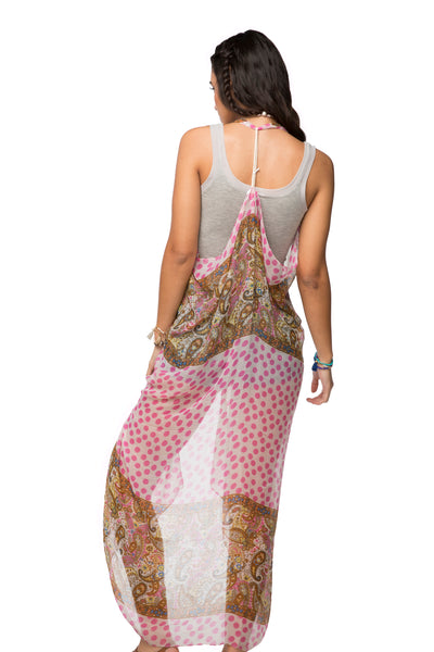 Free Spirit Multi-Wear Coverup Vest Dress in Dotted Paisley Print