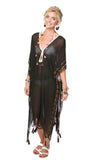 Aztec Embroidery Novelty  Maxi Kaftan Coverup