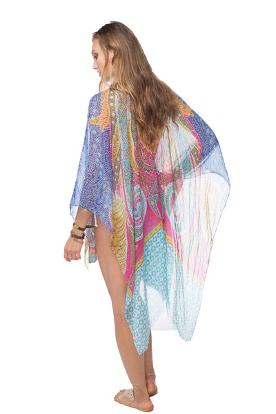 Paisley Stamp Print Coverup Kaftan