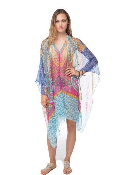 Paisley Stamp Print Coverup Kaftan
