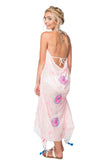 Maxi Tassel Sundress Coverup in Flower Stitches Embroidery