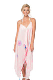Maxi Tassel Sundress Coverup in Flower Stitches Embroidery