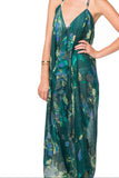 SLMTDMW1_Green Maxi Tassel Coverup Sundress in Painted Petals Print
