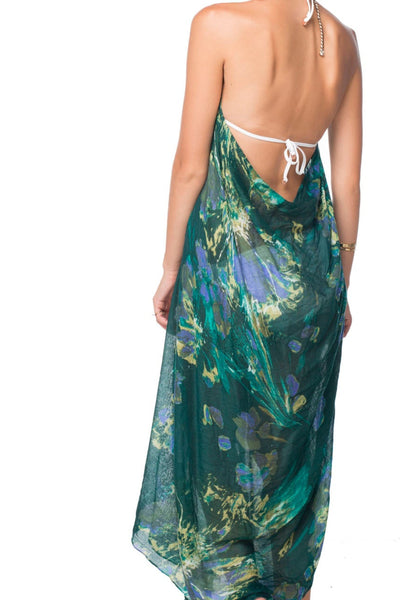 SLMTDMW1_SLMTDMW1_Green Maxi Tassel Coverup Sundress in Painted Petals Print back