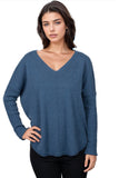 SLNELCF-Haze Blue Nelly Washable Sweater Cashmere V-neck Pullover in Fall Colors