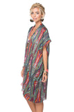 Mod Paisley Print Crepe Mid-Length Woven Kimono Coverup