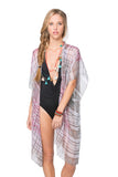 Fleur de Plaid Print Kimono Coverup
