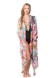 Floral Kisses Print with Embroidery Kimono Coverup