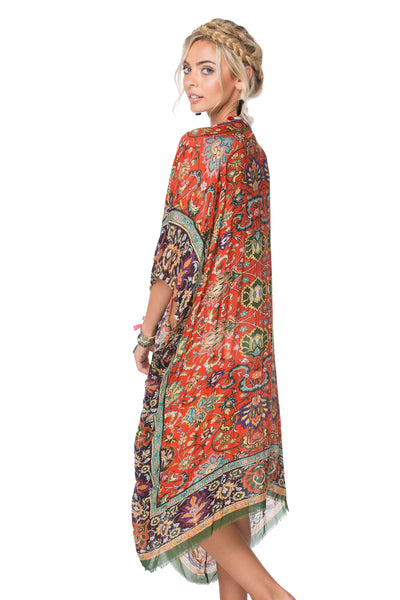 Masala Print Kimono Coverup