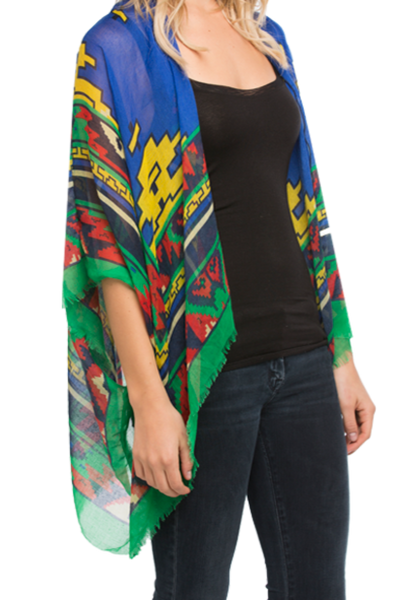 Sunburst Nation Sheer Print Kimono Coverup
