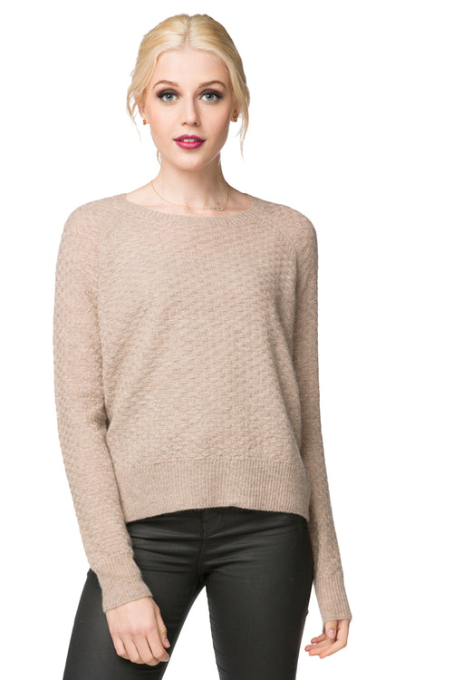 100% Cashmere Basket Weave Crew