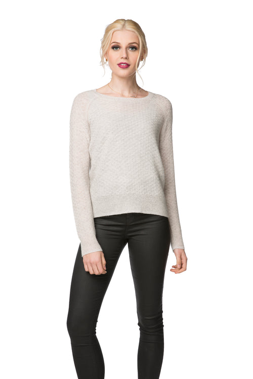 100% Cashmere Basket Weave Crew