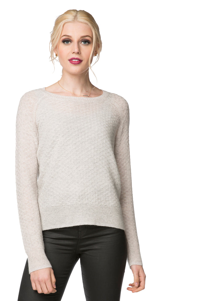 100% Cashmere Basket Weave Crew