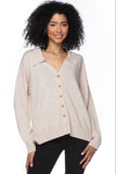 Rose Washable Cashmere Collared Button Front Cardigan sand dollar tan oatmeal