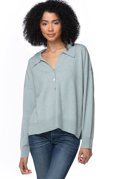 Rose Washable Cashmere Collared Button Front Cardigan mint green