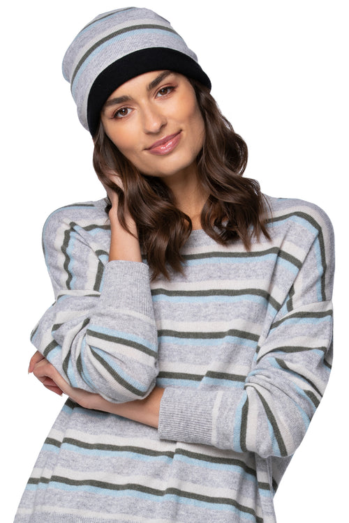 100% Cashmere Knit Double Layer Beanie Hat