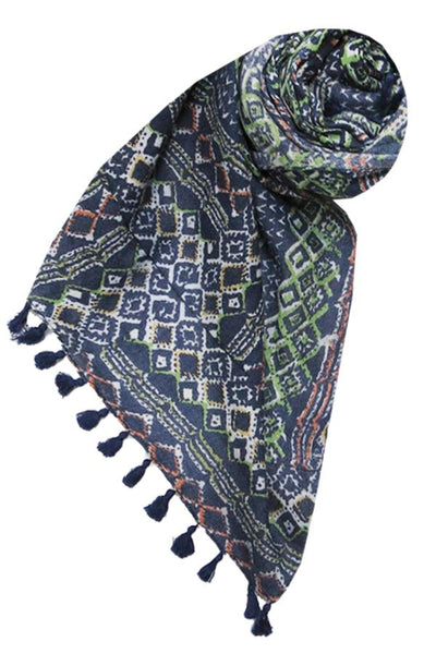 SLRSL7_Multi Geo Scribbles  Print multi denim blue